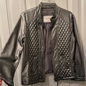 Cavalini Women's Silver Quilted Leather Jacket